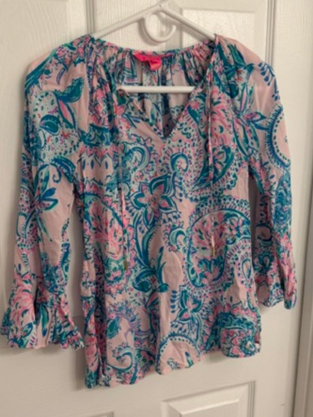 Lilly Pulitzer Willa flounce sleeve top Size XXS
